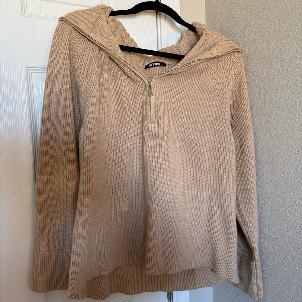 Tan Knit Sweater Oversized